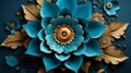 a blue and gold flower on a dark blue background Royalty Free Stock Photo
