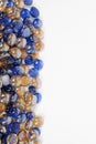 Blue and gold bead border Royalty Free Stock Photo