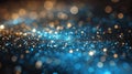 A blue and gold glittery background with lights, AI Royalty Free Stock Photo