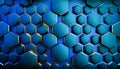 Blue and gold hexagon pattern background. Generative AI