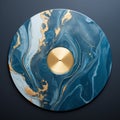 Exquisite Craftsmanship: Blue Marble Vinyl Record With Gold Accent