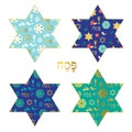 Blue gold passover patterns on jewish stars