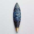 Blue And Gold Pen With Wavey Pattern - Inspired By Joana Vasconcelos And Edo Period Art