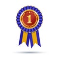 Blue and gold ribbons award isolated on white background Royalty Free Stock Photo
