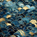 Blue Gold Scallops Pattern: Textured Organic Landscapes Inspired By Art Deco