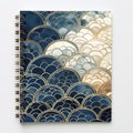 Blue Art Print Spiral Notebook With Gold Paper