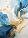 Blue And Gold Swirls On A White Surface Royalty Free Stock Photo