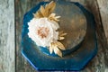 Blue and gold wedding cake Royalty Free Stock Photo