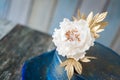 Blue and gold wedding cake Royalty Free Stock Photo