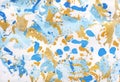 Blue, gold and white abstract hand painted background Royalty Free Stock Photo