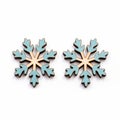 Blue And Gold Wood Snowflake Clip On Earrings - Light Blue Star Badge Royalty Free Stock Photo