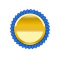 The blue golden badge medal vector illustration with red ribbon Royalty Free Stock Photo