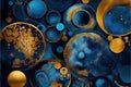 Blue and golden circles watercolor geometric abstract background Royalty Free Stock Photo