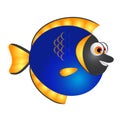 Blue and golden Fish Cartoon Royalty Free Stock Photo