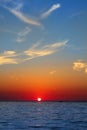 Blue golden sunrise seascape sea ocean red sky Royalty Free Stock Photo