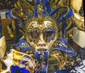 Blue Golden Venetian Mask Feathers Venice Italy