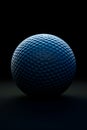 Blue golf ball on black background with shadow. Generative AI Royalty Free Stock Photo