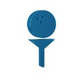 Blue Golf ball on tee icon isolated on transparent background.