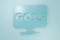 Blue Golf label icon isolated on blue background. Minimalism concept. 3D render illustration Royalty Free Stock Photo