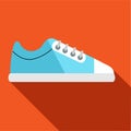 Blue golf shoe icon, flat style