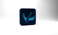 Blue Gondola boat italy venice icon isolated on grey background. Tourism rowing transport romantic. Blue square button