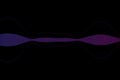 Blue gradent to violet digital equalizer audio spectrum sound waves on black background, stereo sound effect signal with vertical