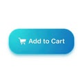 Blue gradient add to cart button with shopping cart icon isolated on white background Royalty Free Stock Photo