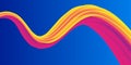 blue gradient background with colored waves. abstract orange, pink, magenta wavy lines. abstract Royalty Free Stock Photo