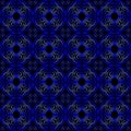 Blue gradient on black hand drawn wavy line tile in a circle seamless repeat pattern background Royalty Free Stock Photo