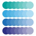 Blue gradient circles. Color palette elements. Minimal color design. Vector illustration.