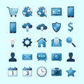 Blue Gradient Digital Technology Icon Set Royalty Free Stock Photo