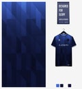 Blue gradient geometry abstract background. Fabric pattern for soccer jersey, football kit, sport uniform. T-Shirt mockup. Royalty Free Stock Photo