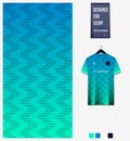 Blue gradient geometry shape abstract background. Fabric textile pattern design for soccer jersey, football kit, racing, e-sport Royalty Free Stock Photo