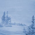 Blue Gradient Night Sky With Christmas tree and snow. Royalty Free Stock Photo