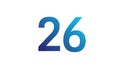 Blue Gradient Number 26 on White Background Royalty Free Stock Photo