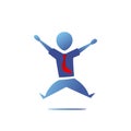 Blue Gradient Silhouette office worker man happy jump action pose illustration