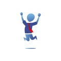 Blue Gradient Silhouette office worker man happy success freedom jump action pose illustration