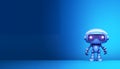 Blue gradient wallpaper of a cute cartoon robot. Concept of AI, generative AI, LLM, robotics