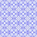 Blue gradient on white hand drawn wavy line tile in a circle seamless repeat pattern background Royalty Free Stock Photo