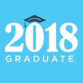 Blue 2018 Graduate Vector Graphic with Graduation Cap and Tassle