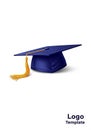 Blue graduation cap with a flat, Royalty Free Stock Photo