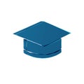 Blue Graduation cap icon isolated on transparent background. Graduation hat with tassel icon.