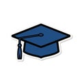 Blue graduation cap icon with tassel on transparent background Royalty Free Stock Photo