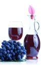 Blue grape cluster and red wine Royalty Free Stock Photo