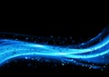 Blue graphic swoosh wave over dark background