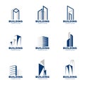 Blue gray Building logo set vector design