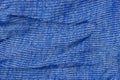 Blue gray texture of crumpled wool fabric