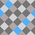 Blue Gray Large Diagonal Seamless French Checkered Pattern. Big Inclined Colorful Fabric Check Pattern Background. 45 degrees