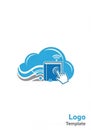 Blue and gray logo features a cloud, symbolizing cloud computing Royalty Free Stock Photo