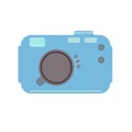 Blue and gray photo camera simple flat style vector trendy illustration accessory for voyage